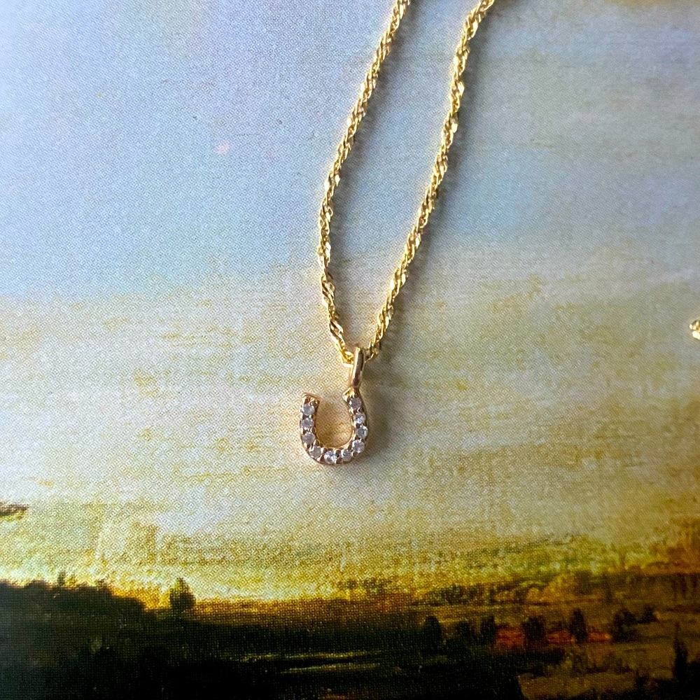 🤠✨ Leah Alexandra Horseshoe Necklace 9k Yellow Gold with Diamonds ✨🤠
